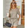image:imageEkouaer Womens Waffle Knit Two Piece Lounge Set Soft Matching Outfits for Daily Wear Casual Shorts Set with PocketMoon Gray