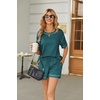 image:imageEkouaer Womens Waffle Knit Two Piece Lounge Set Soft Matching Outfits for Daily Wear Casual Shorts Set with PocketPeacock Blue