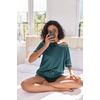 image:imageEkouaer Womens Waffle Knit Two Piece Lounge Set Soft Matching Outfits for Daily Wear Casual Shorts Set with PocketPeacock Blue