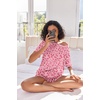 image:imageEkouaer Womens Waffle Knit Two Piece Lounge Set Soft Matching Outfits for Daily Wear Casual Shorts Set with PocketPink Leopard Print