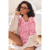 image:imageEkouaer Womens Waffle Knit Two Piece Lounge Set Soft Matching Outfits for Daily Wear Casual Shorts Set with PocketPink Leopard Print