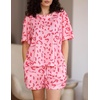 image:imageEkouaer Womens Waffle Knit Two Piece Lounge Set Soft Matching Outfits for Daily Wear Casual Shorts Set with PocketPink Leopard Print