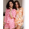 image:imageEkouaer Womens Waffle Knit Two Piece Lounge Set Soft Matching Outfits for Daily Wear Casual Shorts Set with PocketPink Leopard Print