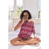 image:imageEkouaer Womens Waffle Knit Two Piece Lounge Set Soft Matching Outfits for Daily Wear Casual Shorts Set with PocketRed Elk
