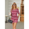 image:imageEkouaer Womens Waffle Knit Two Piece Lounge Set Soft Matching Outfits for Daily Wear Casual Shorts Set with PocketRed Elk