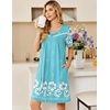 image:imageEkouaer Womens Zip Up Robe Lace Short Sleeve Bathrobes Knee Length Housecoat Lightweight Nightgowns with Pockets Blue Floral L