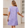 image:imageEkouaer Womens Zip Up Robe Lace Short Sleeve Bathrobes Knee Length Housecoat Lightweight Nightgowns with Pockets Purple Dots XXXL