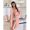 image:imageEkouaer Womens Zipper Robe Short Sleeves Swiss Dots Housecoat Zip Up Bathrobe Soft Nightgown with Pockets S3XLLight Pink