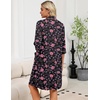 image:imageEkouaer Zipper Robes for Women 34 Sleeve Housecoats Knee Length Bathrobe Lightweight Nightgown with Pockets S3XLBlack Flower