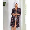 image:imageEkouaer Zipper Robes for Women 34 Sleeve Housecoats Knee Length Bathrobe Lightweight Nightgown with Pockets S3XLBlack Flower