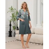 image:imageEkouaer Zipper Robes for Women 34 Sleeve Housecoats Knee Length Bathrobe Lightweight Nightgown with Pockets S3XLGrey Flower