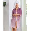 image:imageEkouaer Zipper Robes for Women 34 Sleeve Housecoats Knee Length Bathrobe Lightweight Nightgown with Pockets S3XLPurple Leaves