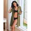 image:imageEkouaer Zipper Robes for Women Waffle Knit Bathrobes Short Lightweight Knee Length Loungewear with Pockets SXXLArmy Green
