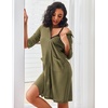image:imageEkouaer Zipper Robes for Women Waffle Knit Bathrobes Short Lightweight Knee Length Loungewear with Pockets SXXLArmy Green