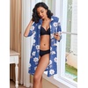 image:imageEkouaer Zipper Robes for Women Waffle Knit Bathrobes Short Lightweight Knee Length Loungewear with Pockets SXXLFloral Leopard Blue