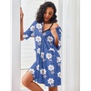 image:imageEkouaer Zipper Robes for Women Waffle Knit Bathrobes Short Lightweight Knee Length Loungewear with Pockets SXXLFloral Leopard Blue
