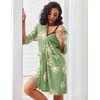 image:imageEkouaer Zipper Robes for Women Waffle Knit Bathrobes Short Lightweight Knee Length Loungewear with Pockets SXXLFloral Purple