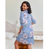 image:imageEkouaer Zipper Robes for Women Waffle Knit Bathrobes Short Lightweight Knee Length Loungewear with Pockets SXXLFloral White Pink