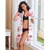 image:imageEkouaer Zipper Robes for Women Waffle Knit Bathrobes Short Lightweight Knee Length Loungewear with Pockets SXXLFloral White Red