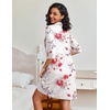 image:imageEkouaer Zipper Robes for Women Waffle Knit Bathrobes Short Lightweight Knee Length Loungewear with Pockets SXXLFloral White Red