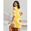 image:imageEkouaer Zipper Robes for Women Waffle Knit Bathrobes Short Lightweight Knee Length Loungewear with Pockets SXXLFloral Yellow