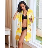 image:imageEkouaer Zipper Robes for Women Waffle Knit Bathrobes Short Lightweight Knee Length Loungewear with Pockets SXXLFloral Yellow