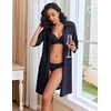 image:imageEkouaer Zipper Robes for Women Waffle Knit Bathrobes Short Lightweight Knee Length Loungewear with Pockets SXXLNavy Blue