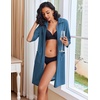 image:imageEkouaer Zipper Robes for Women Waffle Knit Bathrobes Short Lightweight Knee Length Loungewear with Pockets SXXLSnorkel Blue