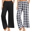 image:imageEkouaer 2 Pack Women Pajama Pants Soft Casual Pajama Bottoms Comfy Wide Leg Sleep Pants Pj Bottoms with PocketsBlackblack White Plaid