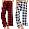 image:imageEkouaer 2 Pack Women Pajama Pants Soft Casual Pajama Bottoms Comfy Wide Leg Sleep Pants Pj Bottoms with PocketsRed Black Plaidblack White Plaid