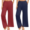 image:imageEkouaer 2 Pack Women Pajama Pants Soft Casual Pajama Bottoms Comfy Wide Leg Sleep Pants Pj Bottoms with PocketsWine Rednavy