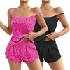 image:imageEkouaer 2 Pack Womens Cami Pajama Sets Cute Print Tank Top Pjs and Shorts Camisole Lounge SetBlackrose Leopard