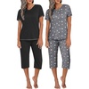 image:imageEkouaer 2 Pack Womens Capri Pajama Sets Short Sleeve TwoPiece Pjs V Neck Tops amp Pants Printed Lounge Sets S3XLGp1
