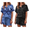 image:imageEkouaer 2 Pack Womens Pajama Sets Short Sleeve Top with Shorts Soft Comfy Loungewear Sleepwear SXXLTie Dye BlueBlack Sky