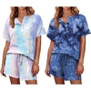 image:imageEkouaer 2 Pack Womens Pajama Sets Short Sleeve Top with Shorts Soft Comfy Loungewear Sleepwear SXXLTie Dye Pink BlueTie Dye Blue