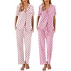 image:imageEkouaer 2 PackWomens Pajamas Short Sleeve Pjs Notch Collar Button Up Loungewear Cozy Sleepwear SetsFlower