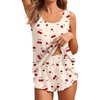 image:imageEkouaer 2 Pieces Womens Tank Top Pajamas Set Soft Sleepwear Sleeveless Cami and Shorts Summer Loungewear Pjs SetCute Cherry