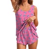 image:imageEkouaer 2 Pieces Womens Tank Top Pajamas Set Soft Sleepwear Sleeveless Cami and Shorts Summer Loungewear Pjs SetPink Green Heart