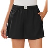 image:imageEkouaer Boxer Shorts for Women Casual Summer Y2K Elastic Waist 2026 Vacation Beach Shorts Black M