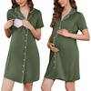 image:imageEkouaer Labor and Delivery Gown for Women Maternity Hospital Gowns with Button Short Sleeve Nursing Nightgown Pajamas DressArmy Green