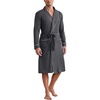 image:imageEkouaer Mens Robes Lightweight Waffle Knit Kimono Bathrobe Long Sleeve Sleepwear Soft Knee Length Robe with Pockets S3XLDark Grey