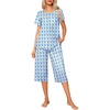 image:imageEkouaer Pajama Set for Women 2 Piece Capri Pants Short Sleeve Top Sleepwear Soft Pjs Loungewear with Pockets S3XLWhite Monkey