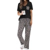image:imageEkouaer Pajama Sets for Women Short Sleeve Pj Set V Neck Sleepwear Chest Pocket with Long Pants Casual Loose LoungewearLeopard Grey