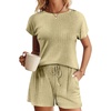 image:imageEkouaer Pajamas Set for Women 2 Piece Pjs Ribbed Knit Lounge Set Cap Sleeve Loungewear Sleepwear SXXLLight Green