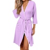 image:imageEkouaer Robes for Women Ribbed Knit Bathrobe Soft Lightweight Knee Length Kimono Robe Ladies Sleepwear with Pockets SXXLPurple