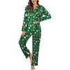 image:imageEkouaer Silk Pajamas For Women 2 Piece Set Satin Pjs Long Sleeve Button Up Sleepwear Comfy Lounge setsGreenchristmas