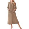image:imageEkouaer Waffle Robes for Women Long Zipper Bathrobes Lightweight House Coat Soft Sleepwear with Pockets Loungewear SXXLKhaki