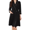 image:imageEkouaer Women Robes Shawl Collar Bathrobe Short Kimono Robe Soft Knit Bathrobes Ladies Sleepwear with Pockets Black XXLarge