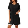 image:imageEkouaer Women Zip Up Robe Lightweight Housecoats with Pockets Knee Length Short Bathrobes Soft Nightgown S3XLBlack