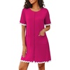 image:imageEkouaer Women Zip Up Robe Lightweight Housecoats with Pockets Knee Length Short Bathrobes Soft Nightgown S3XLHot Pink